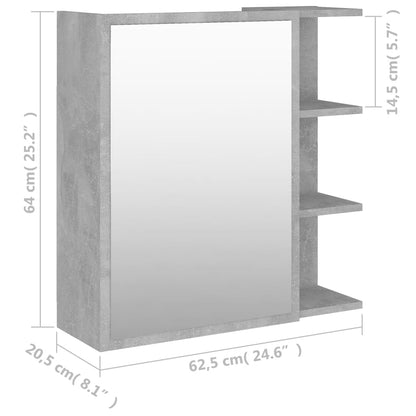 Armoire à miroir de bain Gris béton 62,5x20,5x64cm Aggloméré