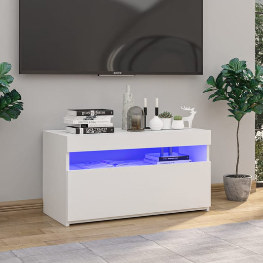 Gabinete de TV con luces LED blancas 75 cm