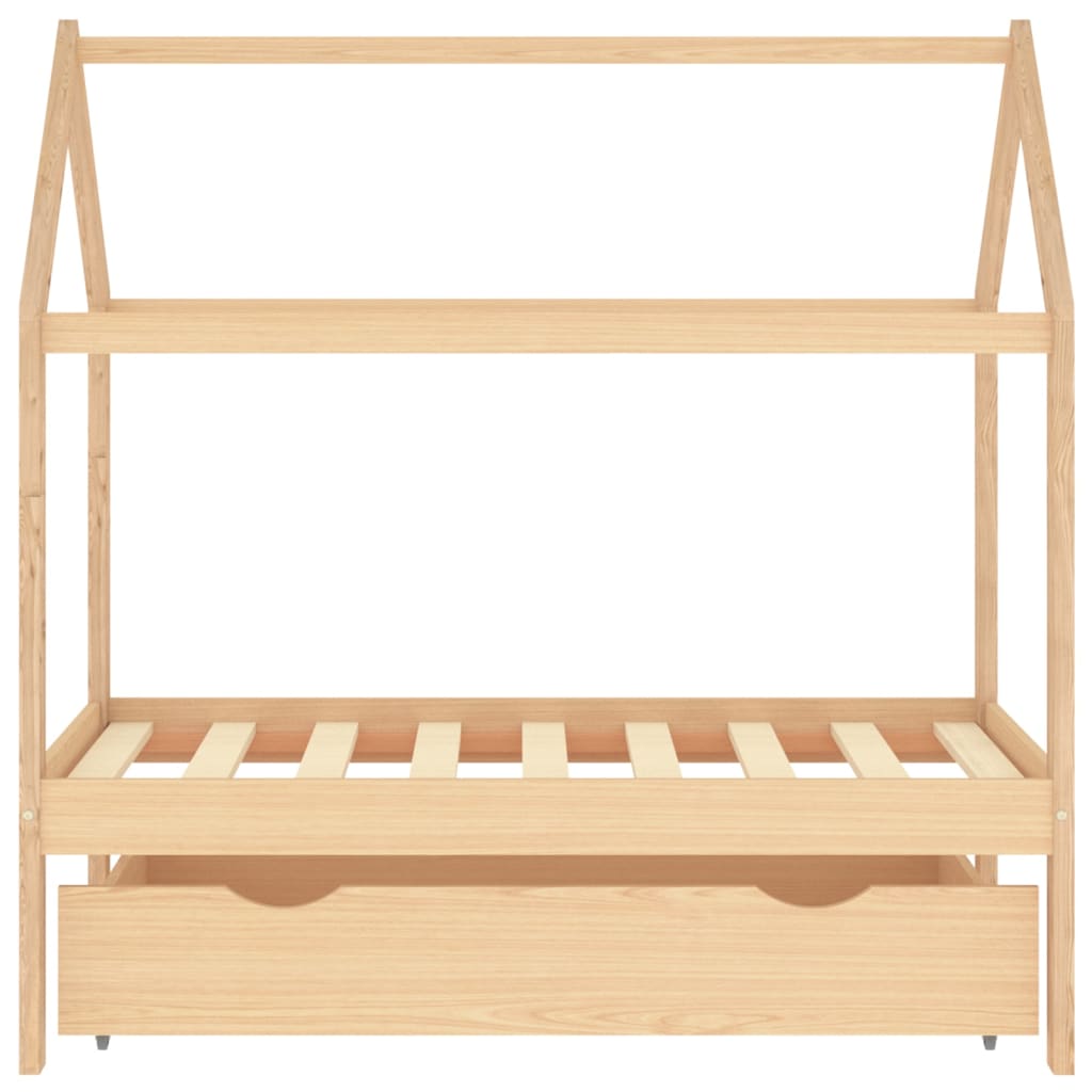 Cadre de lit d'enfant avec tiroir Bois de pin massif 70x140 cm