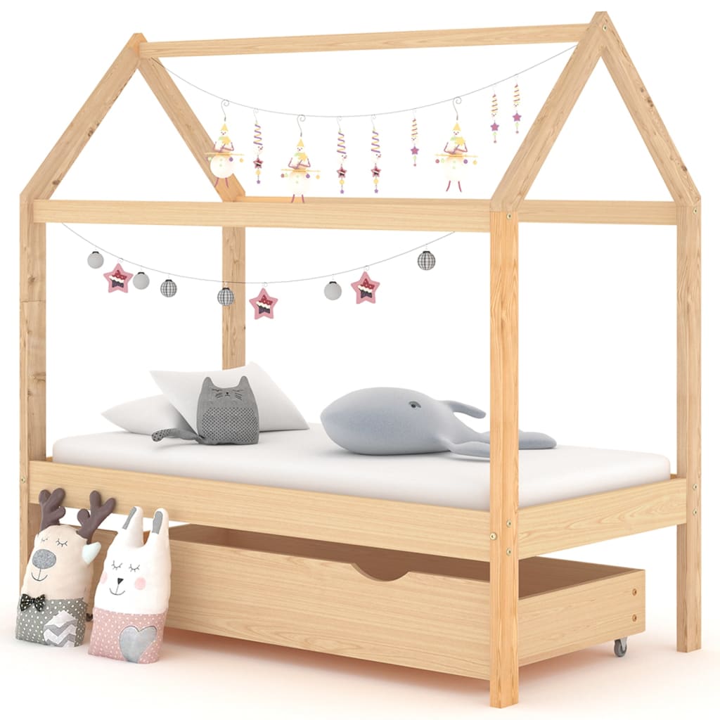 Structure de lit enfant en bois massif Tipi M 70 x 140 cm avec