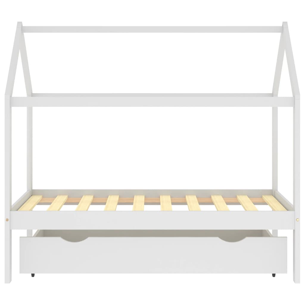 Cadre de lit d'enfant avec un tiroir Blanc Pin massif 80x160 cm