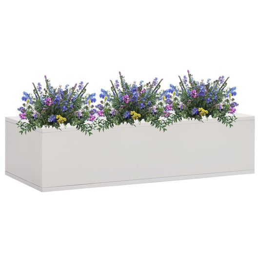 Caja de flores de oficina gris claro 90x40x23 cm de acero