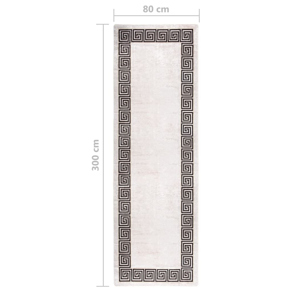 Tapis lavable antidérapant 80x300 cm Beige clair