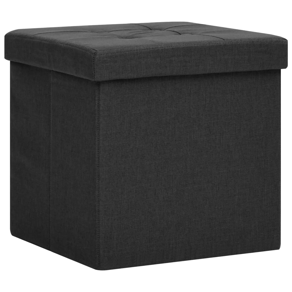 Tabourets de rangement pliables lot de 2 noir Faux lin