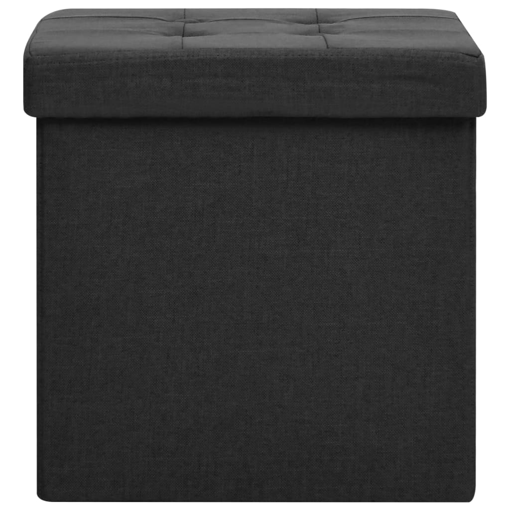 Tabourets de rangement pliables lot de 2 noir Faux lin