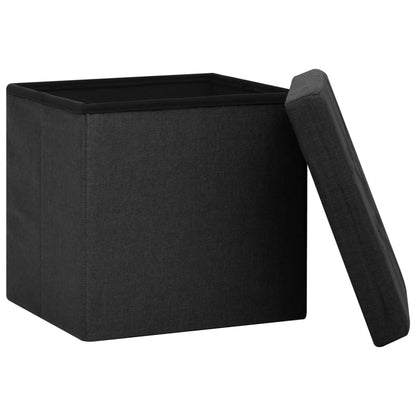 Tabourets de rangement pliables lot de 2 noir Faux lin