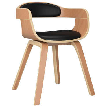 Silla de madera curva y cuero de imitación negra