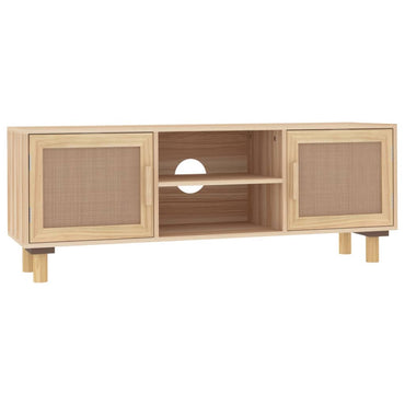 Gabinete de TV marrón 105x30x40 cm Rattan natural de madera de pino