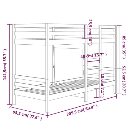 Woody solid pine wood bunk bed