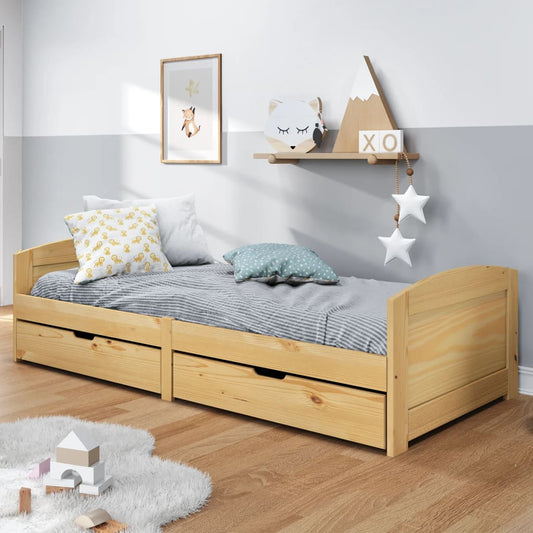 Bench bed with 2 Irun 90x200 cm Solid pine wood