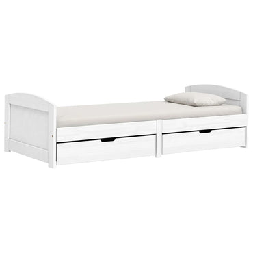 Bench bed with 2 white IRUN drawers 90x200 cm Solid pine wood