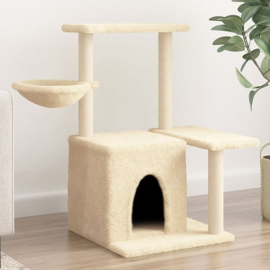 Katzenbaum mit Kratzern in 83 cm Creme Sisal