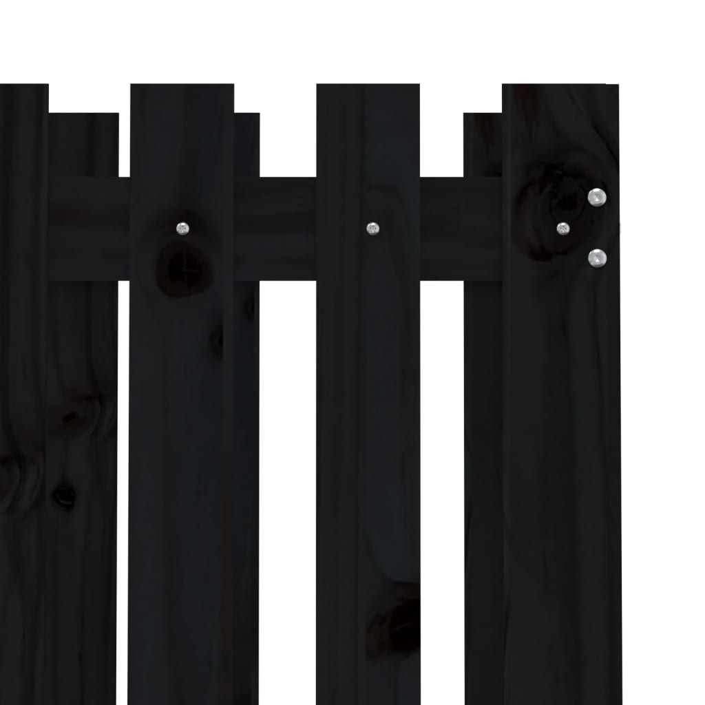 Jardinière avec design de clôture noir 70x70x70 cm pin massif