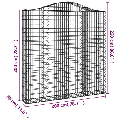 Arched gabions baskets 2 pcs 200x30x200/220 cm galvanized iron