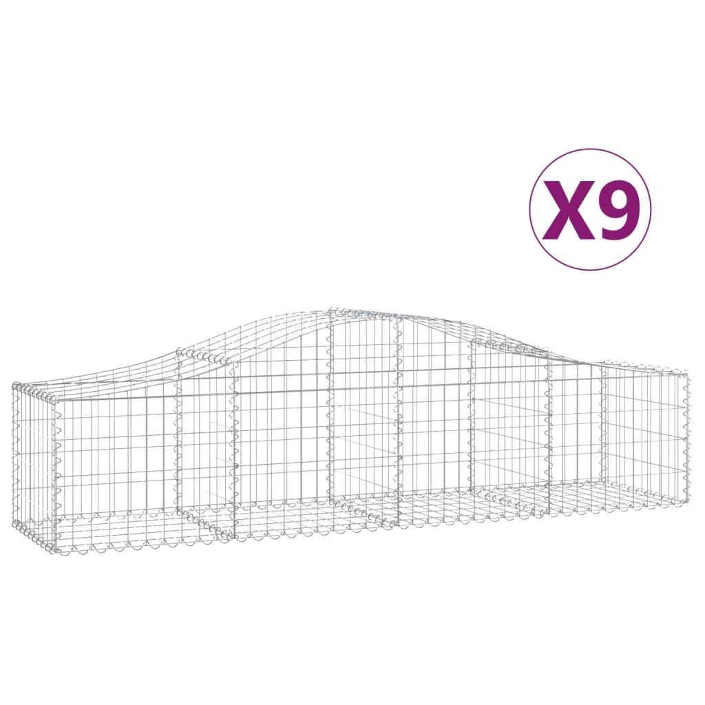 Arched Gabion baskets 9 pcs 200x50x40/60 cm Galvanized iron