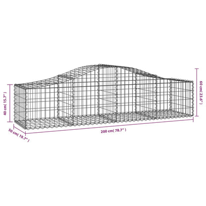 Arched Gabion baskets 9 pcs 200x50x40/60 cm Galvanized iron