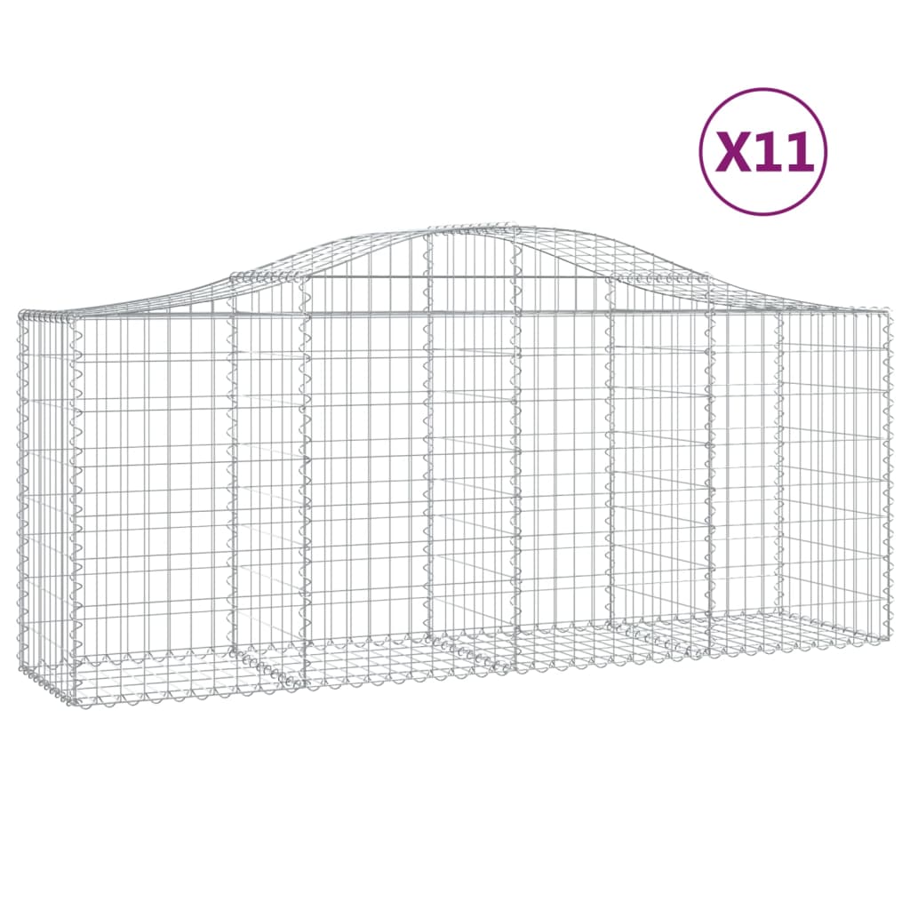 Paniers à gabions arqués 11 pcs 200x50x80/100 cm Fer galvanisé