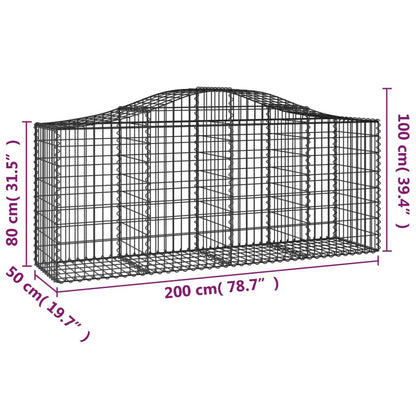 Paniers à gabions arqués 11 pcs 200x50x80/100 cm Fer galvanisé