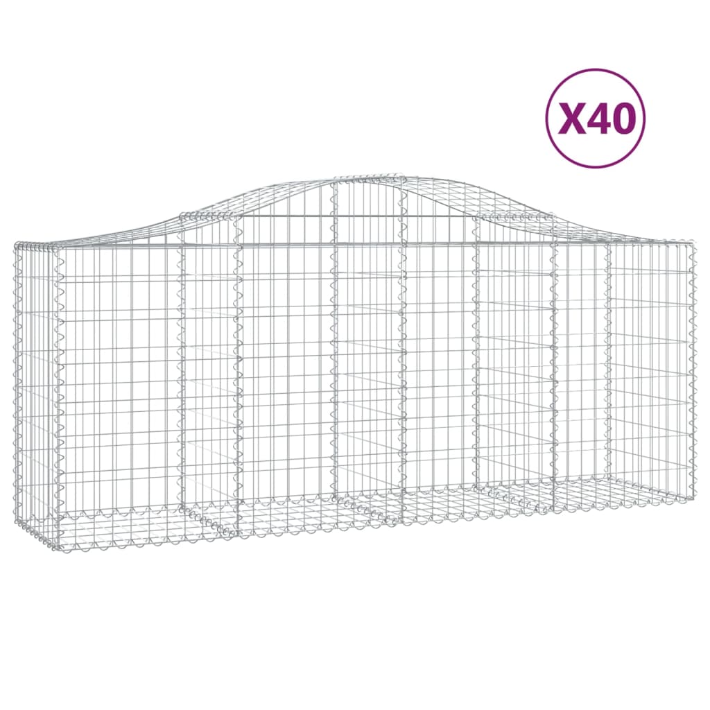 Paniers à gabions arqués 40 pcs 200x50x80/100 cm Fer galvanisé