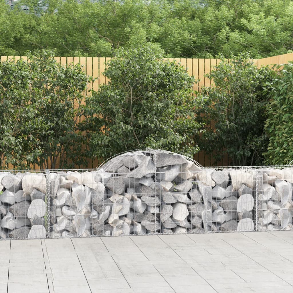 Paniers à gabions arqués 18 pcs 200x50x60/80 cm fer galvanisé