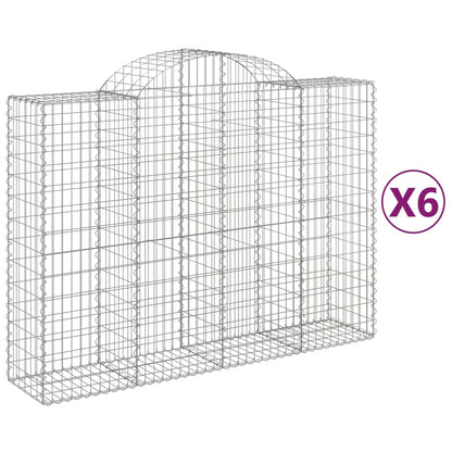 Paniers à gabions arqués 6 pcs 200x50x140/160 cm Fer galvanisé