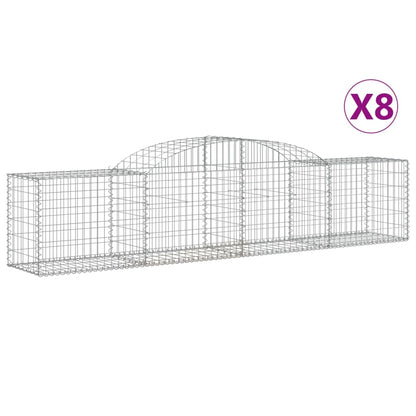 Paniers à gabions arqués 8 pcs 300x50x60/80 cm fer galvanisé