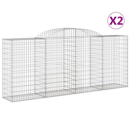 Paniers à gabions arqués 2 pcs 300x50x120/140 cm fer galvanisé