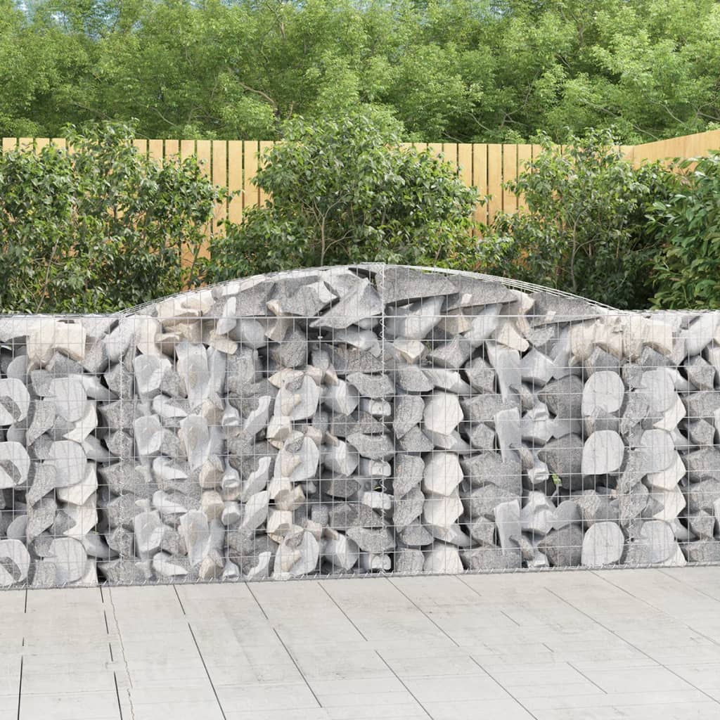 Paniers à gabions arqués 2 pcs 400x50x100/120 cm Fer galvanisé