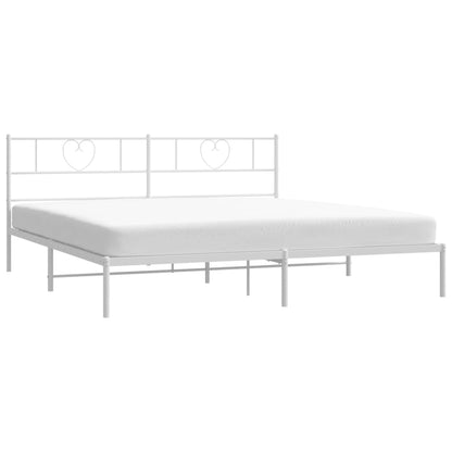 Fiame di letto in metallo con testiera bianca 193x203 cm