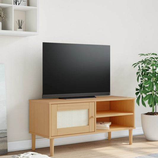 SENJA TV MABIET TV Brown Rattan 106x40x49 cm Pinna in legno massiccio