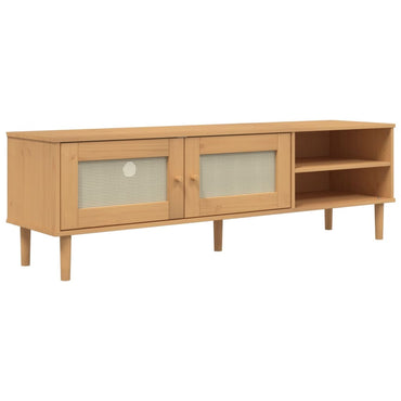 Senja TV Cabinet Aspect Brown Rattan 158x40x49cm pino de madera maciza