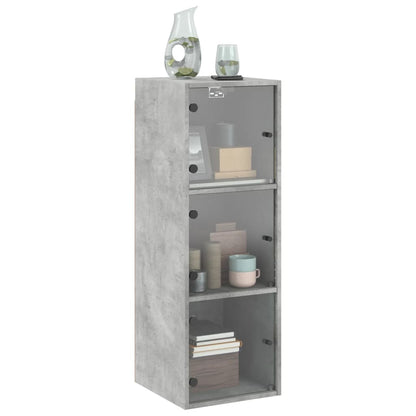 Armoire murale avec portes en verre gris béton 35x37x100 cm