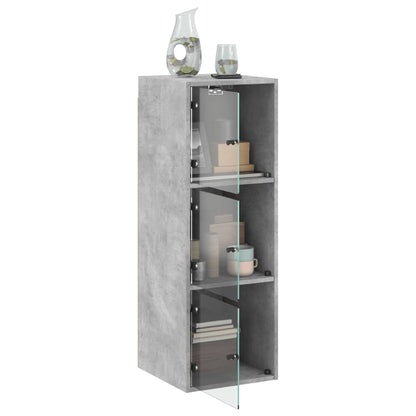 Armoire murale avec portes en verre gris béton 35x37x100 cm