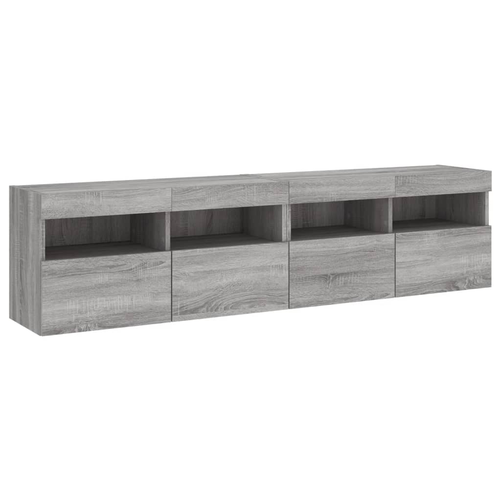 Meubles TV muraux et lumières LED 2pcs sonoma gris 80x30x40 cm