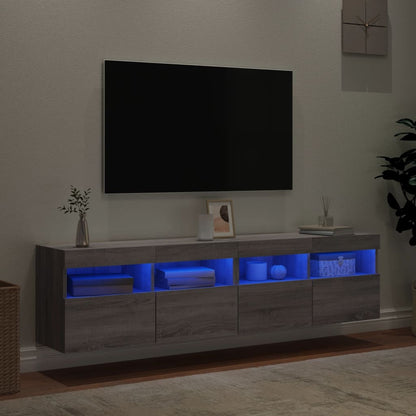 Meubles TV muraux et lumières LED 2pcs sonoma gris 80x30x40 cm