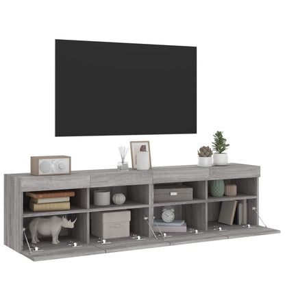 Meubles TV muraux et lumières LED 2pcs sonoma gris 80x30x40 cm