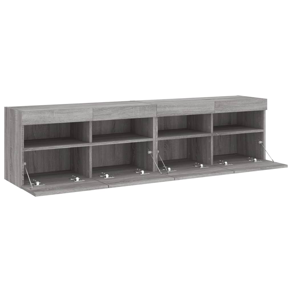 Meubles TV muraux et lumières LED 2pcs sonoma gris 80x30x40 cm