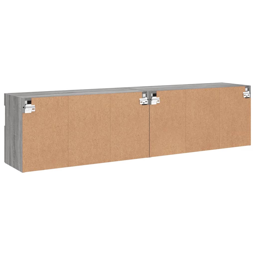 Meubles TV muraux et lumières LED 2pcs sonoma gris 80x30x40 cm