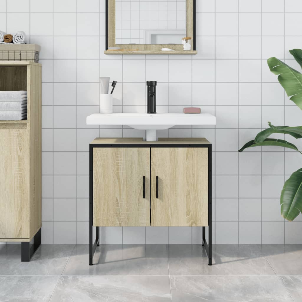 Armoire lavabo de salle de bain chêne sonoma 60x33x60 cm