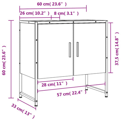 Armoire lavabo de salle de bain chêne sonoma 60x33x60 cm